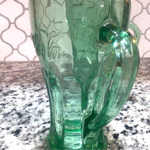 Set of 4 Vintage Coca-Cola Thick Green Glass Mugs with Handle - Picture 9 of 10